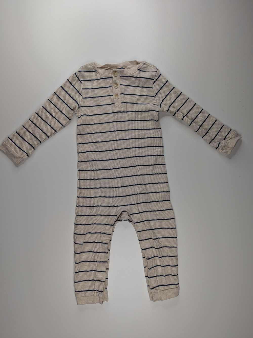Old Navy Cream and Navy Striped Baby One-Piece